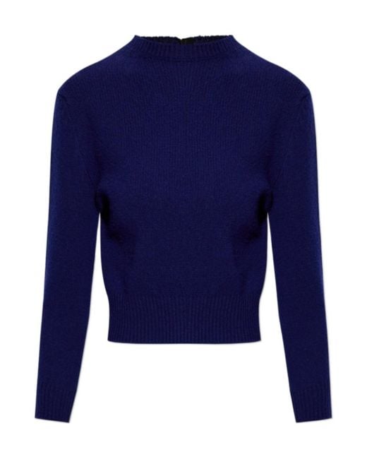 Jil Sander Blue Cropped Knitted Sweater