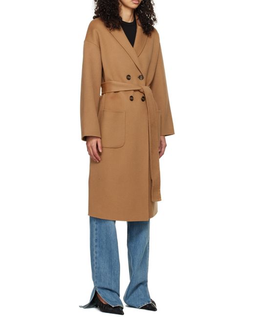 Anine Bing Brown Dylan Belted Double-Breasted Coat