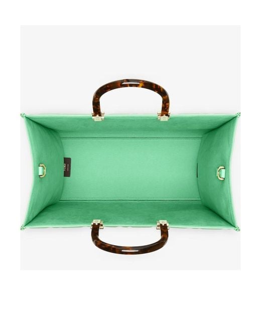 Fendi Green Monogram Embossed Tote Bag
