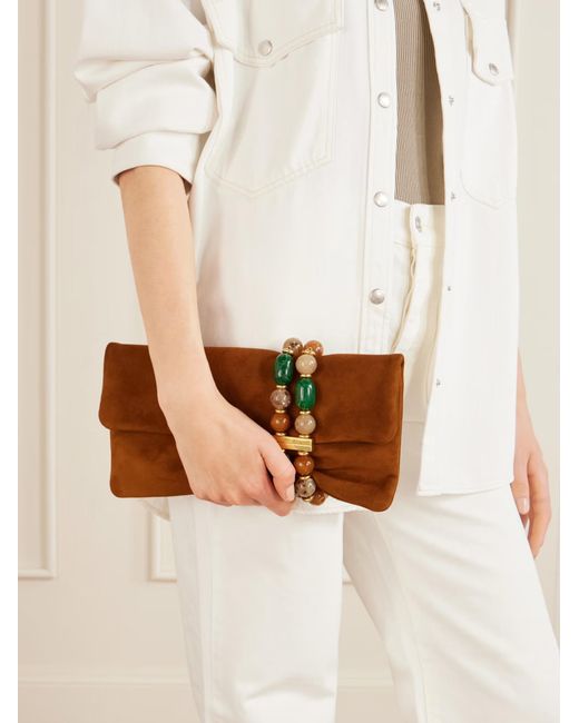 Jimmy Choo Brown Soft Suede Clutch