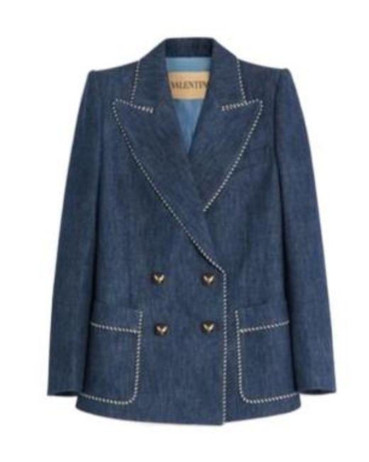 Valentino Blue Double-Breasted Denim Jacket