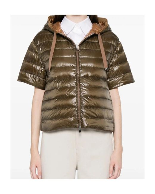 Herno Metallic Short-Sleeved Reversible Down Jacket