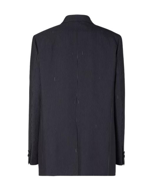 Fendi Blue Pinstriped Button-Up Blazer