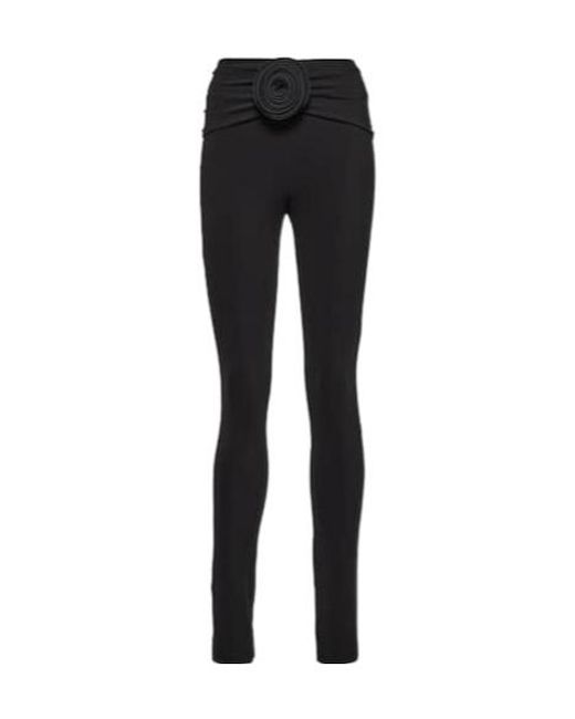Magda Butrym Black Floral-Appliqué Jersey Slim Leggings