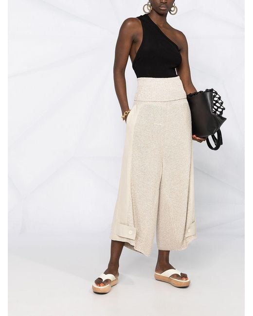 Stella McCartney White Wide-Leg Knitted Trousers