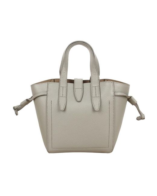 Furla Gray Net Logo Printed Mini Tote Bag