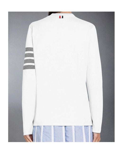 Thom Browne White Long-Sleeved Crewneck T-Shirt