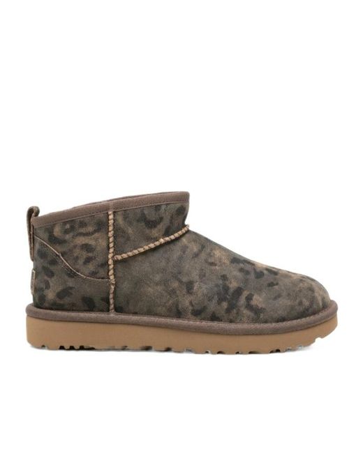 Ugg Brown Animal-Print Ankle Boots