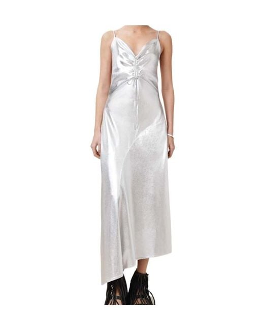 AllSaints White Alexia Strappy Asymmetric Dress