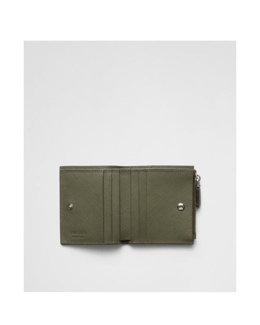 Prada Green Small Saffiano Leather Wallet for men