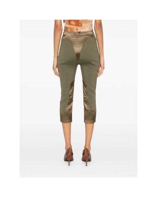 Jean Paul Gaultier Green Zip-Fastening Panel-Detail Trousers