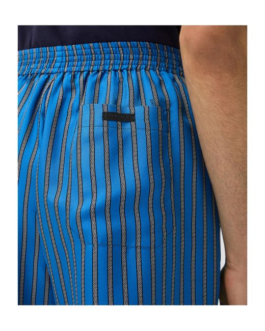 Versace Blue Striped Twill Shorts for men