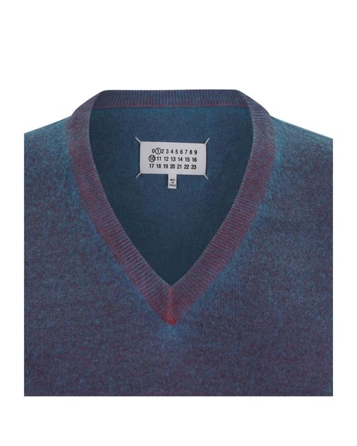 Maison Margiela Blue V-Neck Sweater