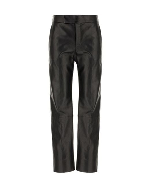 Alberta Ferretti Black Straight-Leg Leather Pants