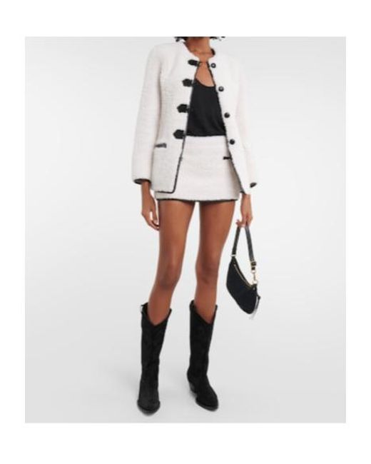 Blancha White Leather-Trimmed Shearling Jacket