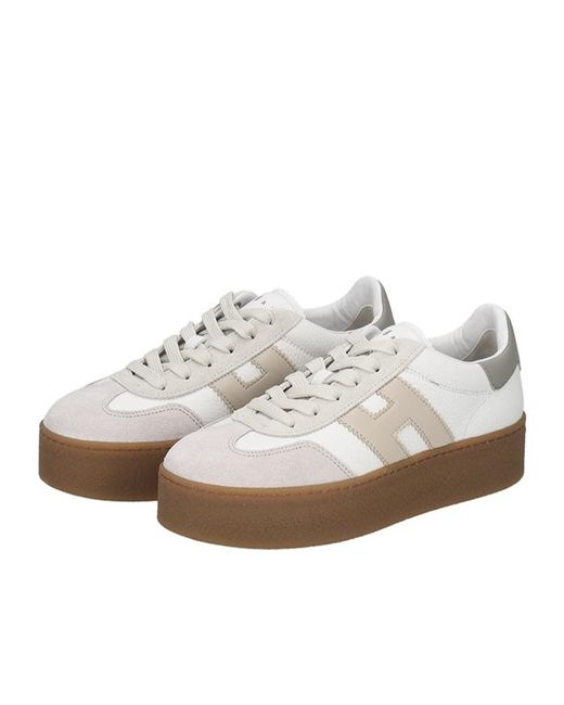 Hogan White Logo Platform Sneakers