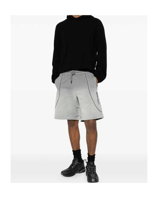 Off-White c/o Virgil Abloh Gray Logo-Print Piped Shorts for men