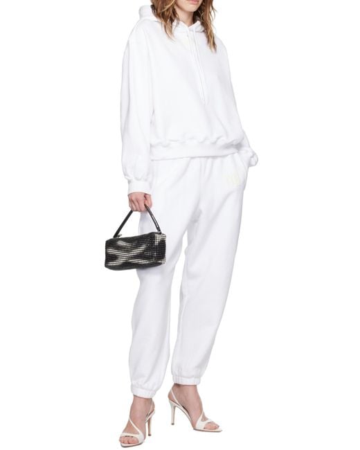 T By Alexander Wang White Logo Printed Drawstring Hoodie