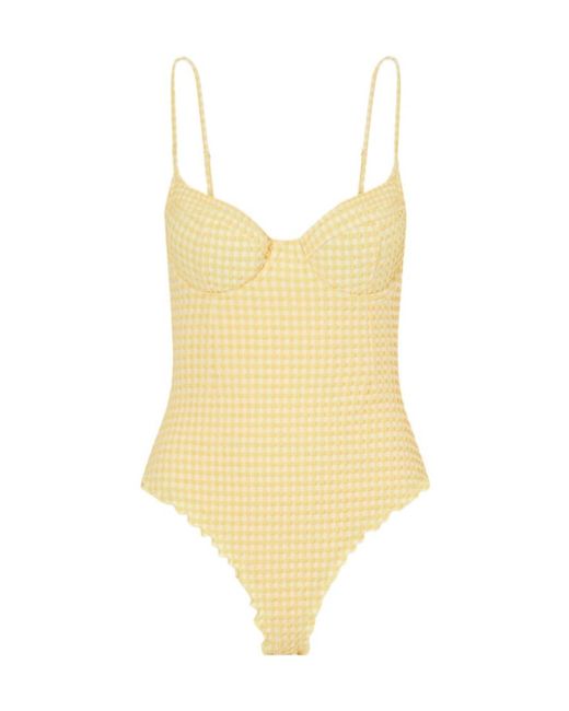 Jonathan Simkhai Yellow Suni Checked Swimsuit