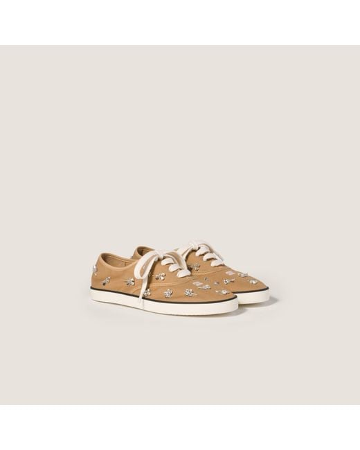 Miu Miu White Embellished Low-Top Sneakers