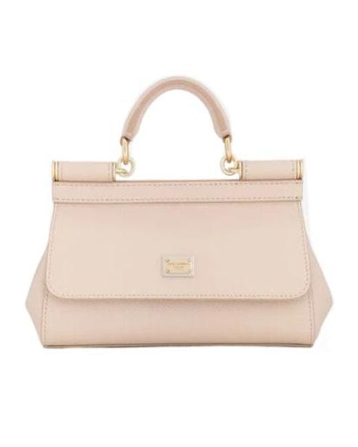 Dolce & Gabbana Pink Small Sicily Leather Tote Bag