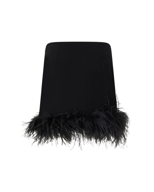 P.A.R.O.S.H. Black Feather-Trimmed Mini Skirt