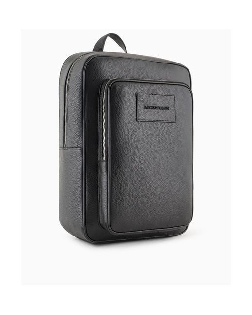 Emporio Armani Gray Logo Patch Zipped Backpack for men