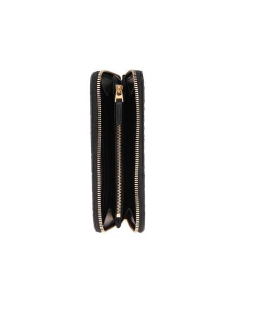Bottega Veneta Black Intrecciato Weave Zip Around Wallet