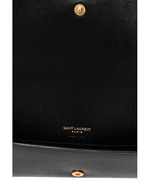Saint Laurent Black Cassandre Foldover Top Shoulder Bag