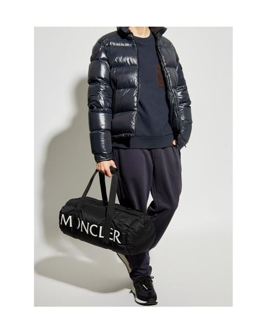 Moncler Blue Logo Patch Straight Leg Pants for men