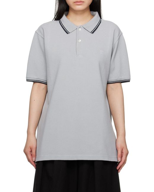 Maison Margiela Gray Logo Embroidered Polo Shirt