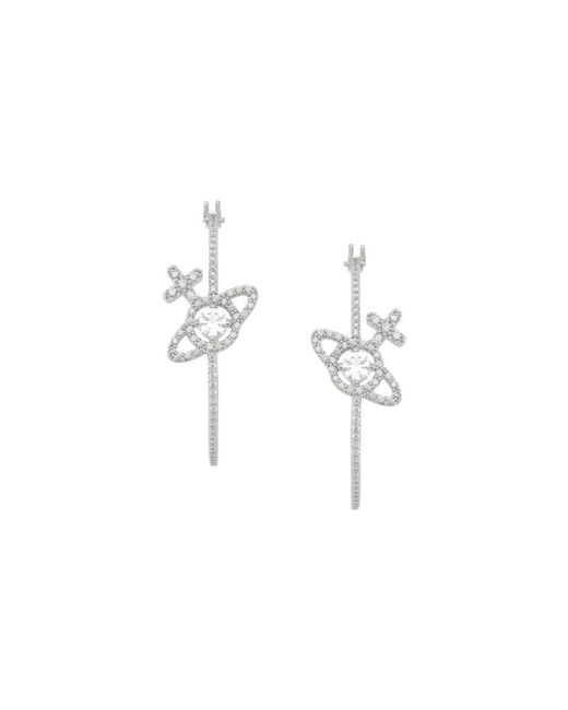 Vivienne Westwood White Olympia Cz Pave Hoop Earrings