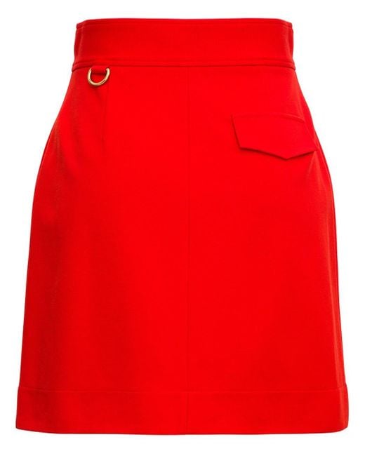 Givenchy Red Buttoned A-Line Mini Skirt