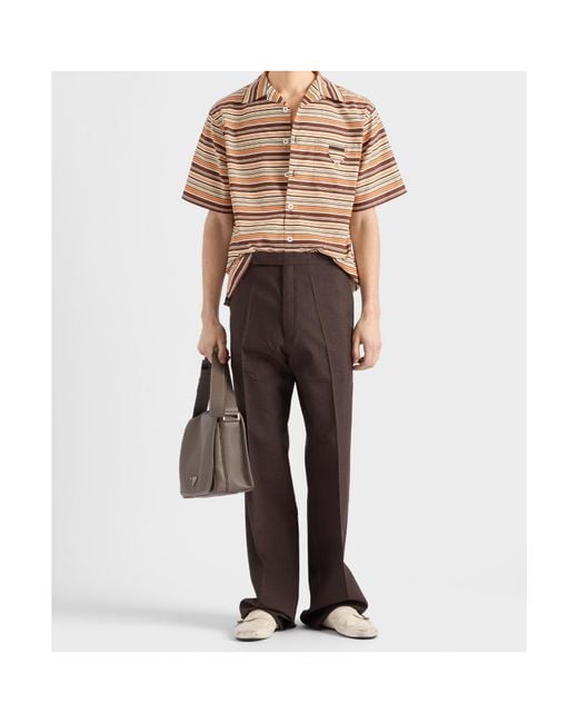 Prada Multicolor Striped Short Sleeved Bowling Shirt for men