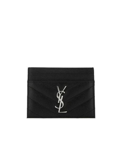 Saint Laurent Black Cassandre Matelassé Card Case