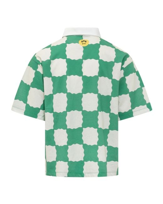 Barrow Green Logo Printed Checked Polo Shirt for men