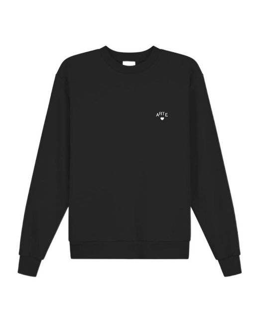 Arte' Black Logo-Embroidered Heart-Motif Sweatshirt for men