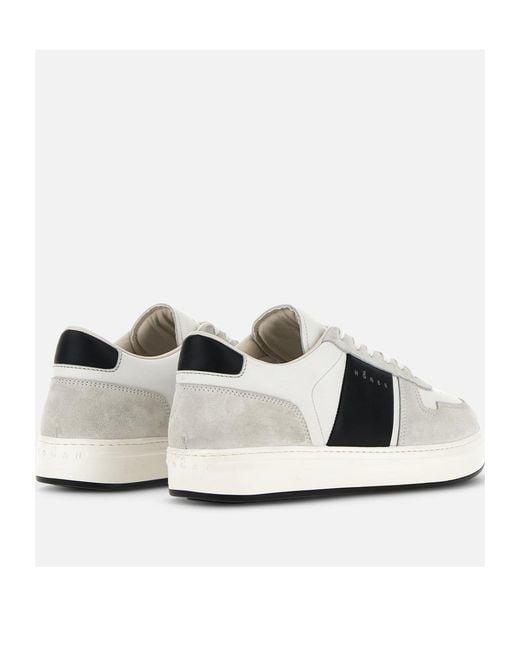 Hogan White H668 Logo Printed Lace-Up Sneakers for men