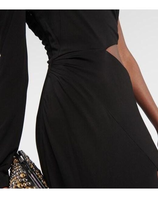 Galvan Black Cutout One-Shoulder Gown