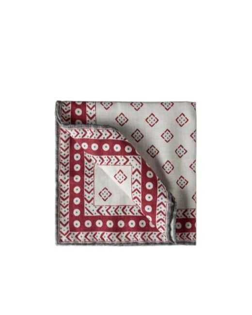 Brunello Cucinelli Multicolor Geometric Printed Pocket Square for men