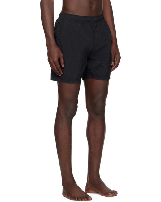 Stone Island Black Logo Patch Swim Shorts for men