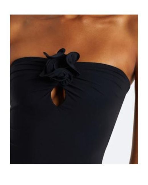 Magda Butrym Black Floral-Appliqué Swimsuit