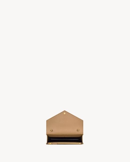 Saint Laurent White Envelope Cassandre Chain Wallet