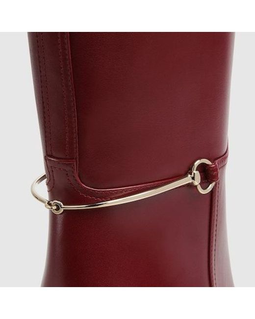 Gucci Red Slim Horsebit Boots
