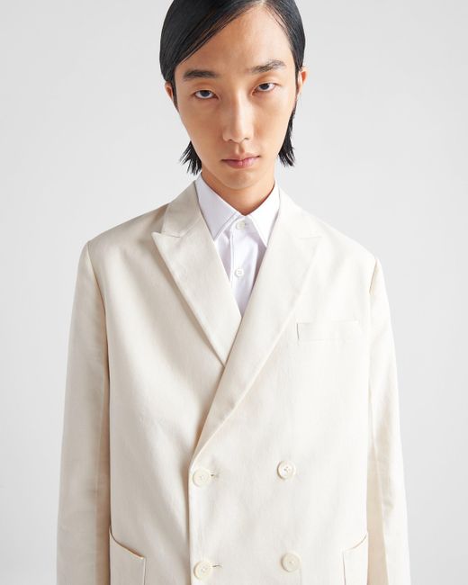 Prada White Double-Breatsed Long Sleeved Blazer for men