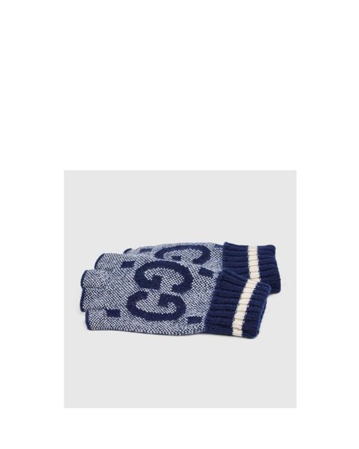 Gucci Blue Gg Cashmere Fingerless Gloves for men