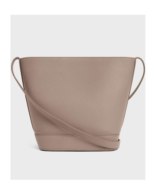 Céline White Small Cuile Triomphe Logo Bucket Bag