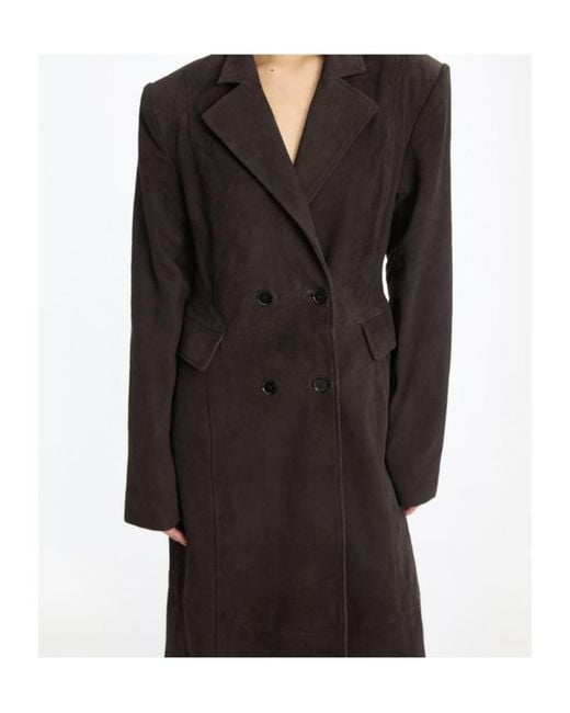 ROTATE BIRGER CHRISTENSEN Black Double-Breasted Long Coat