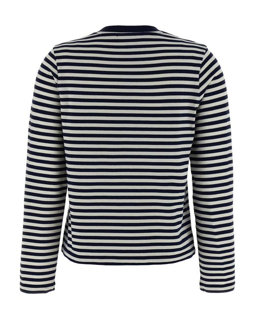 Maison Kitsuné Blue Maison Kitsuné Bold Fox Head Striped Sweater