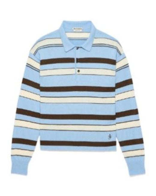 J.W. Anderson Blue Jw Anderson Knitted Striped Polo Top